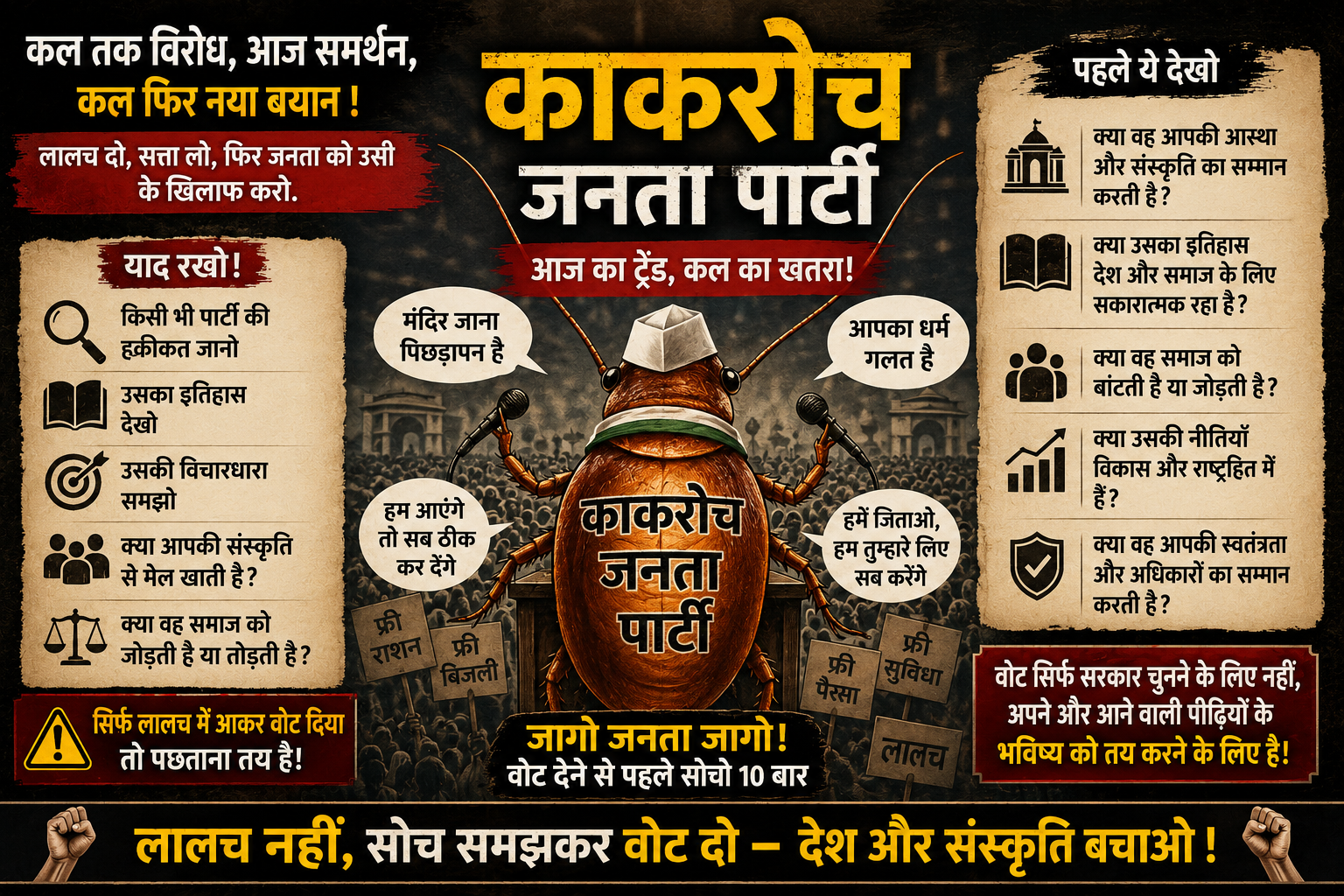 काकरोच जनता पार्टी जागरूकता पोस्टर