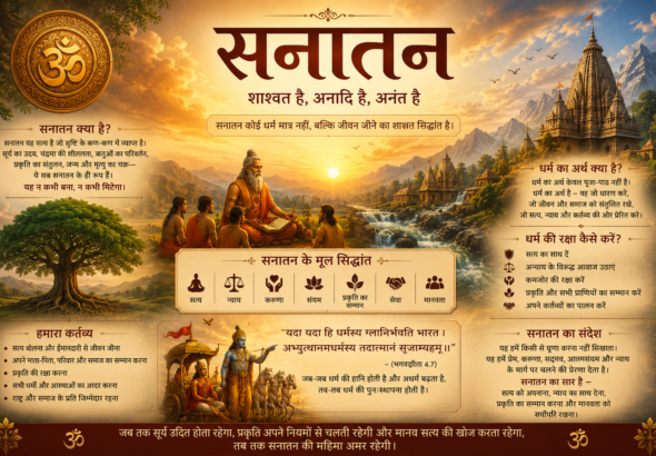 Sunrise over sacred teachings of Sanatan