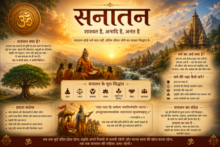 Sunrise over sacred teachings of Sanatan